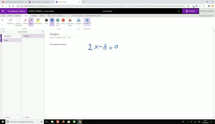 Cliccare sul pulsante 'Matematica' per aprire il pannello di risoluzione.