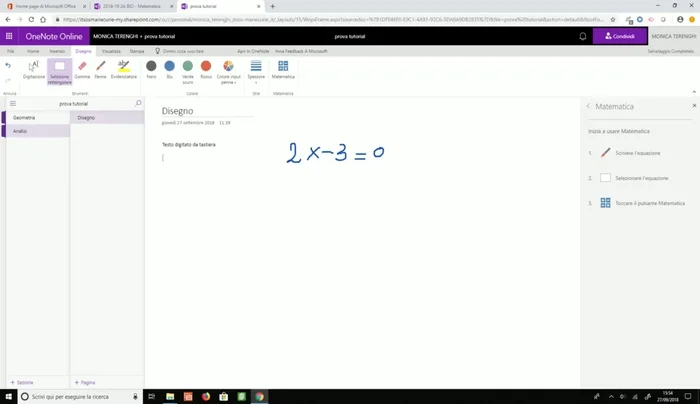Cliccare sul pulsante 'Matematica' per aprire il pannello di risoluzione.