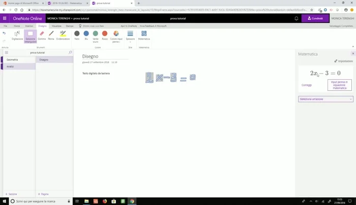 Cliccare per convertire l'equazione scritta a mano in testo digitato.