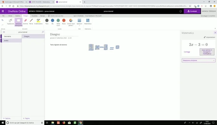 Cliccare per convertire l'equazione scritta a mano in testo digitato.