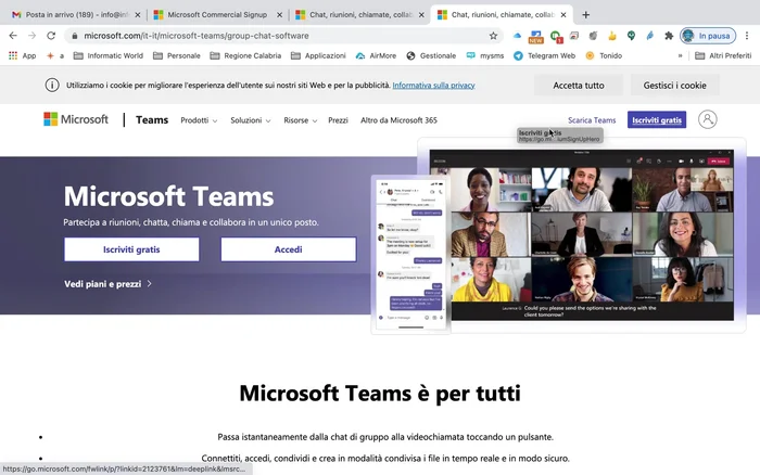 Crea e conferma una password.