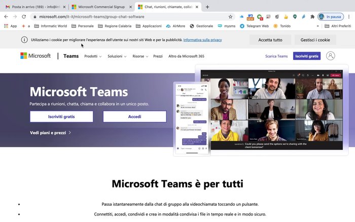Accedi al sito web di Microsoft Teams.