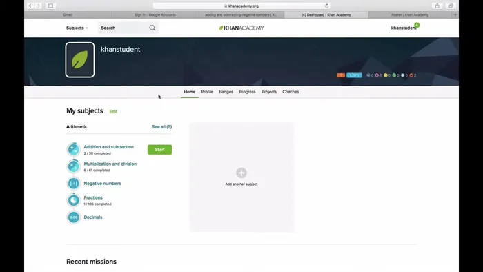 Completa il riscaldamento della missione per far sapere a Khan Academy da dove iniziare.