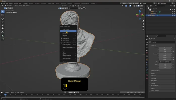 Controlla l'integrità della mesh in modalità scultura. Se noti parti separate, passa alla modalità Edit Mode.