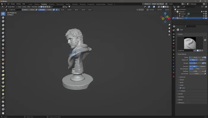 Controlla l'integrità della mesh in modalità scultura. Se noti parti separate, passa alla modalità Edit Mode.