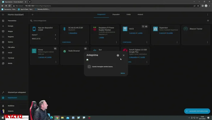 Completare la configurazione e verificare il flusso video in Home Assistant.