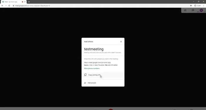 Condividere il link di Google Meet con i partecipanti.