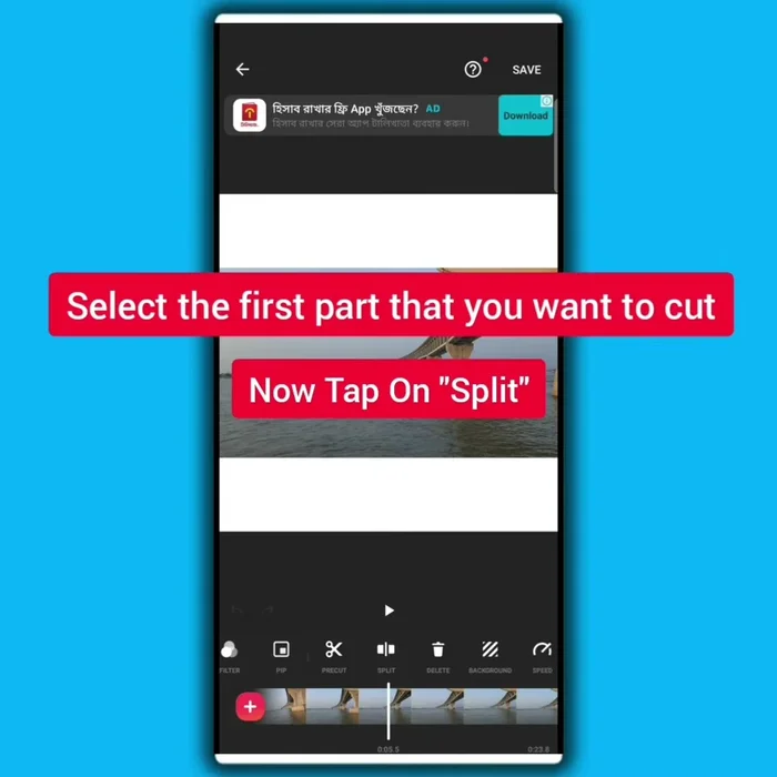Tocca il pulsante 'Dividi'.