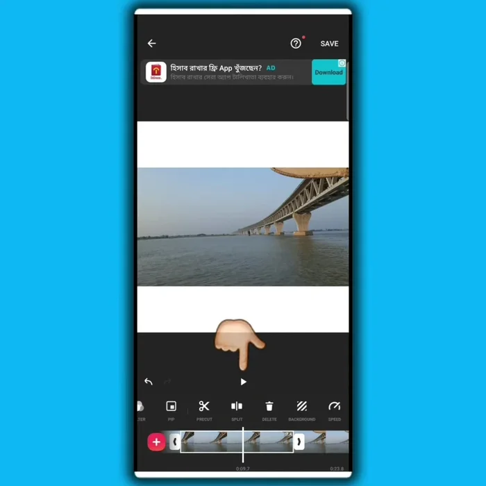 Seleziona la parte indesiderata (quella che hai appena diviso) e tocca l'icona 'Elimina'.