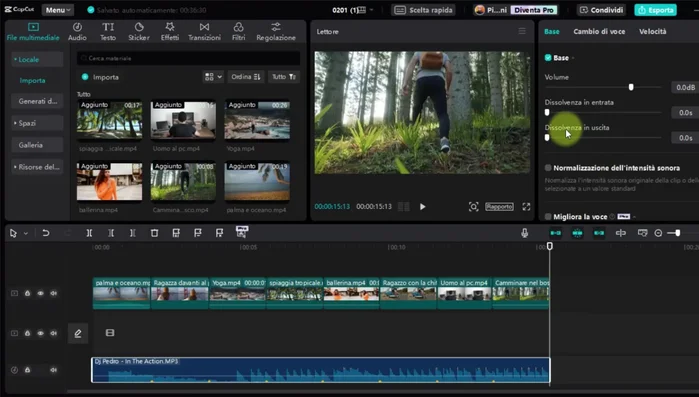 Se il brano è troppo lungo, accorciarlo con il comando "dividi" e aggiungere una dissolvenza in uscita per una transizione più fluida.