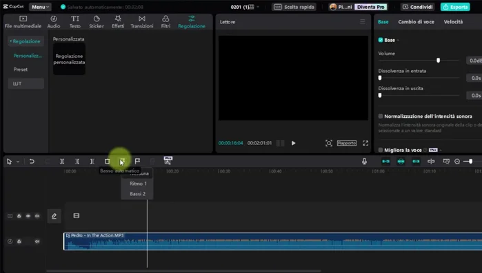 Scegliere il ritmo corretto (in questo caso, ritmo numero uno). CapCut identificherà automaticamente il ritmo del brano.