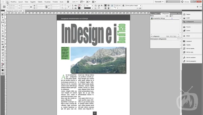 Apri il file InDesign.