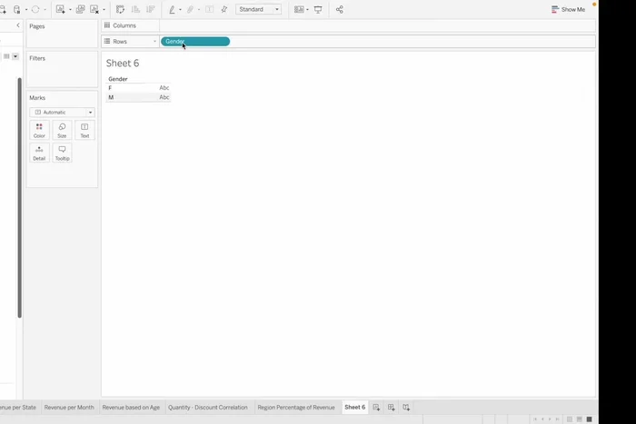 Creazione del sesto grafico (Entrate per Categoria e Genere): Creare campi calcolati separati per le entrate femminili e maschili in base alla categoria. Utilizzare questi campi per creare un grafico a farfalla.
