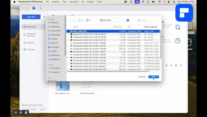 Importare la fotografia del documento.