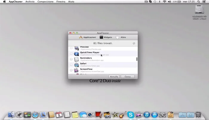 AppCleaner mostrerà tutti i file associati all'applicazione selezionata.