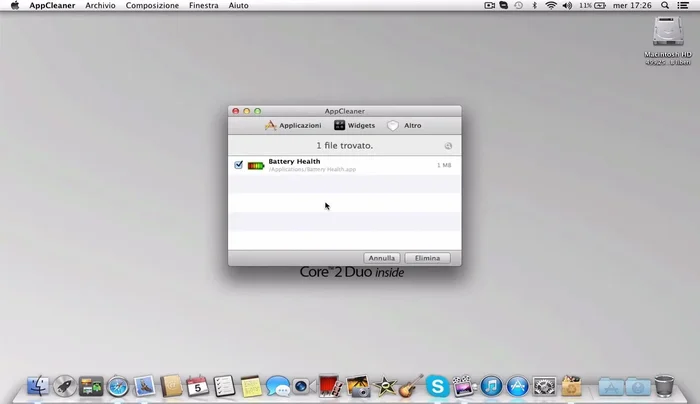 AppCleaner mostrerà tutti i file associati all'applicazione selezionata.