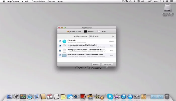 Cliccare su 'Elimina' per disinstallare completamente l'applicazione, rimuovendo tutti i file correlati.