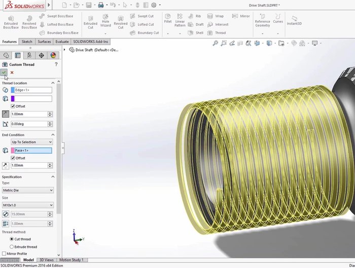 Semplifica gli elementi di fissaggio sopprimendo i dettagli delle filettature.