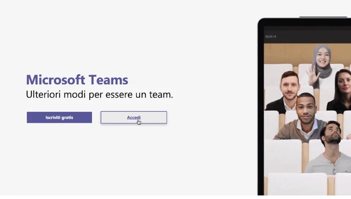 Accedi a Microsoft Teams: puoi registrarti gratuitamente o accedere con un account istituzionale (scuola, università, azienda). Se usi un account personale, verrai reindirizzato a Skype.