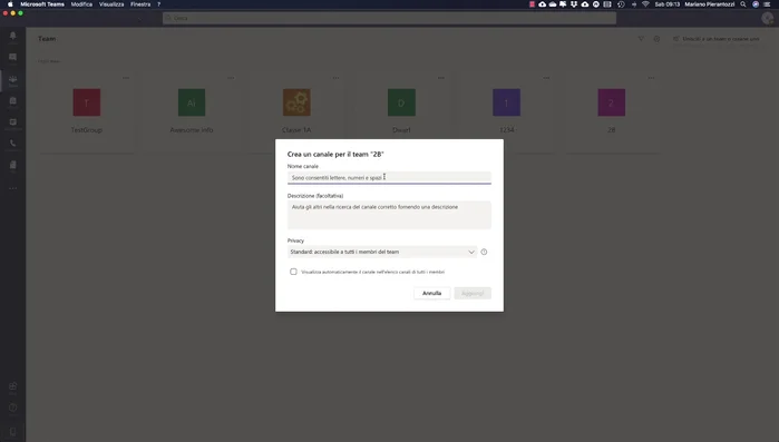 Organizza il tuo team con i canali: crea canali separati per argomenti, materie o progetti. Questo mantiene le conversazioni e i file organizzati.
