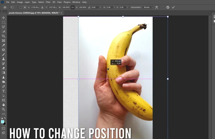 Ruota l'immagine usando l'angolo di rotazione o trascinando i punti di controllo.