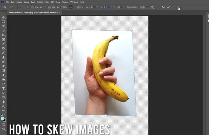Inclina l'immagine usando le opzioni di inclinazione.