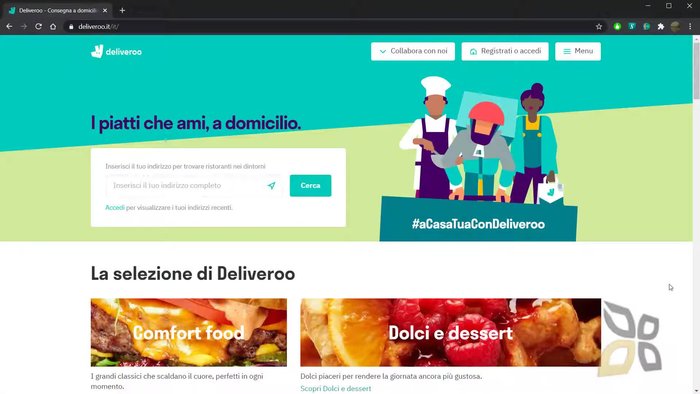 Accedere al sito web di Deliveroo tramite il primo link nei risultati di ricerca.