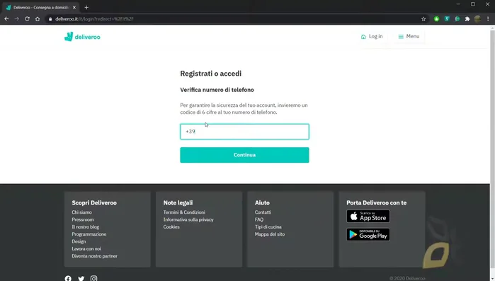 Verificare l'account inserendo il codice di verifica inviato al numero di telefono.