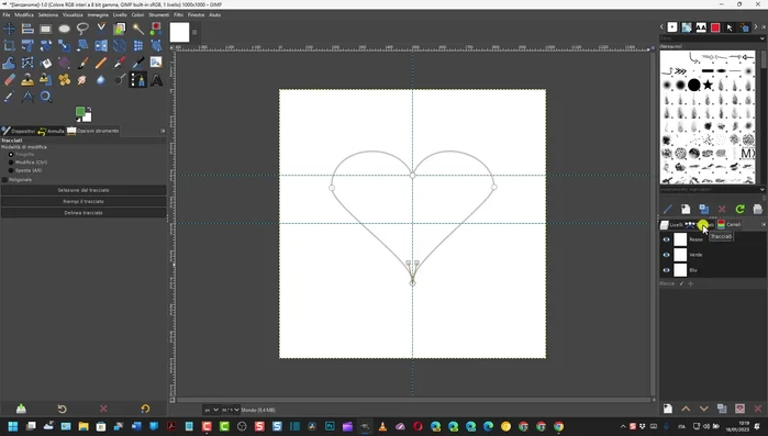 Riempire la selezione con il colore nero usando lo strumento Secchiello.