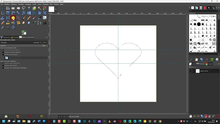 Riempire la selezione con il colore nero usando lo strumento Secchiello.