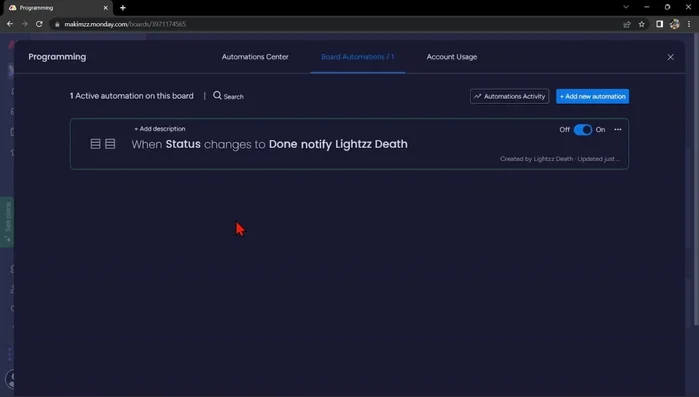 Clicca su 'Crea automazione'.