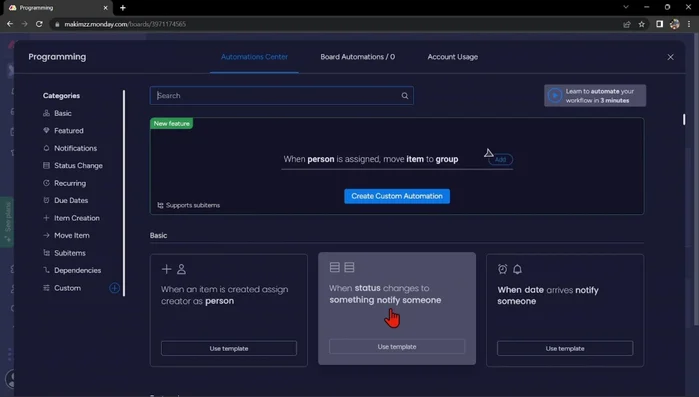 Scegli il modello 'Quando lo stato cambia in qualcosa, avvisate qualcuno'.