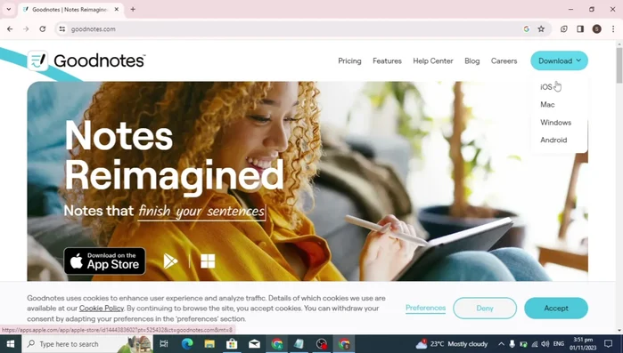 Seleziona l'opzione di download per Windows (se hai un PC Windows) o per Mac (se hai un Mac).