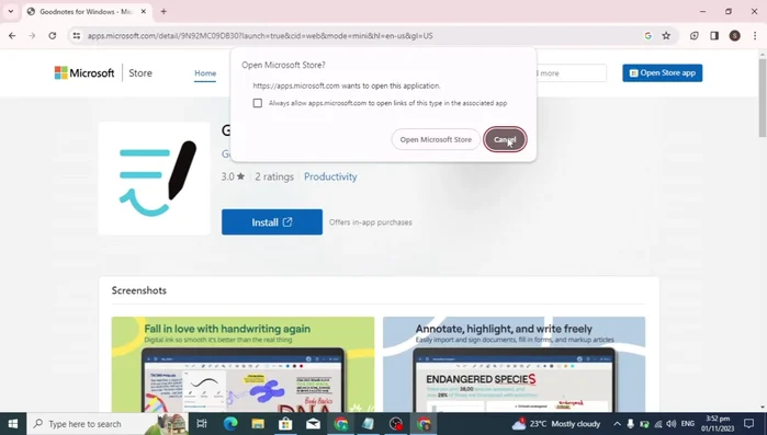 Clicca su "Ottieni" nel Microsoft Store.