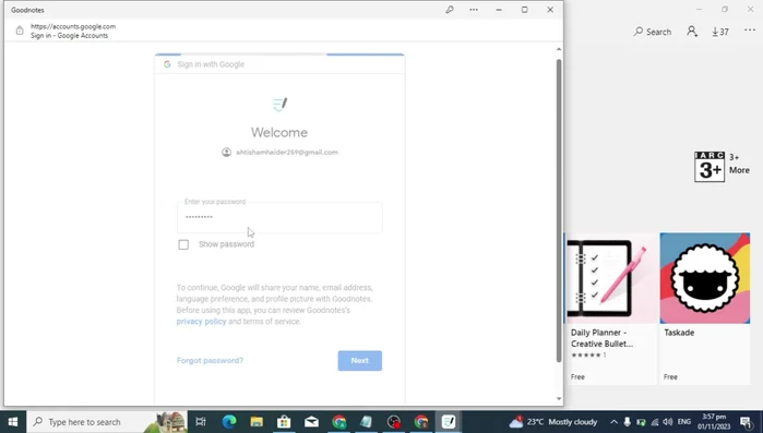 Accetta i termini di servizio e inizia ad utilizzare GoodNotes.