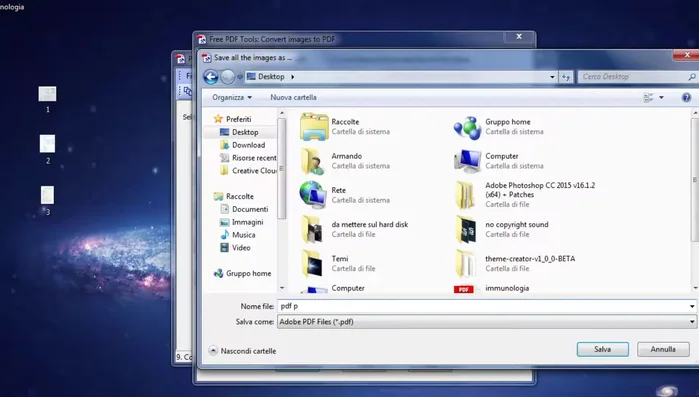 Salva il file come PDF usando l'opzione "Save as".
