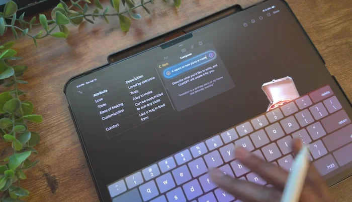 Utilizzo della composizione con chat GPT per creare note.