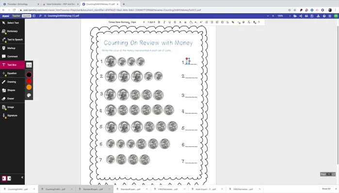 Utilizza gli strumenti di Kami (testo, disegno, ecc.) per scrivere o digitare sul documento.