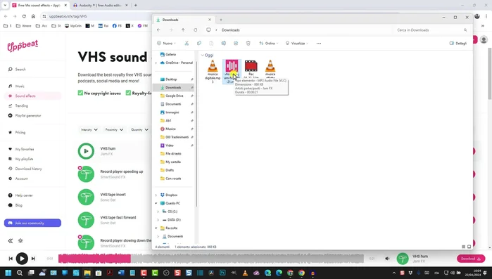 Aggiungere l'effetto alla traccia audio principale, ripetendolo se necessario per la durata del brano.