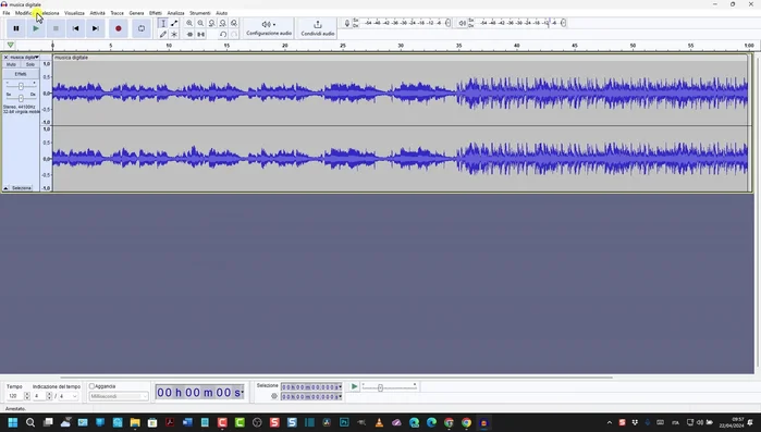 Convertire il brano da stereo a mono (Tracce > Mix > Da stereo a mono).