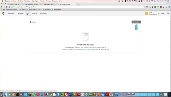 Salvataggio della lista.