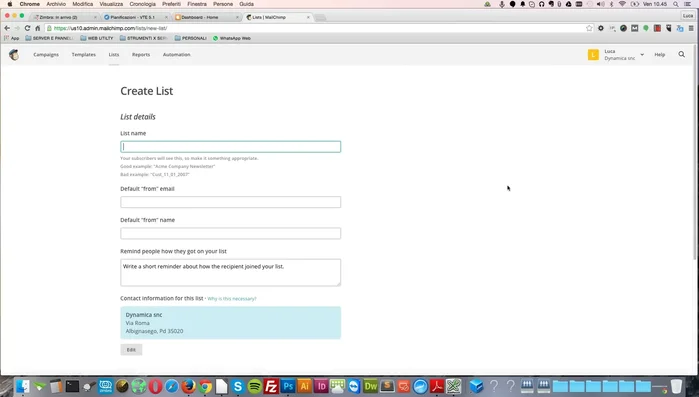 Salvataggio della lista.