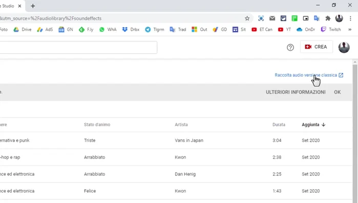 Seleziona "Raccolta audio versione classica".