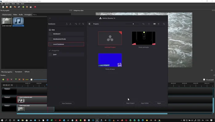 Apri DaVinci Resolve e crea un nuovo progetto.