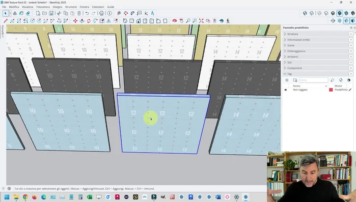 Copiare la piastrella con il materiale desiderato dal file campionario.