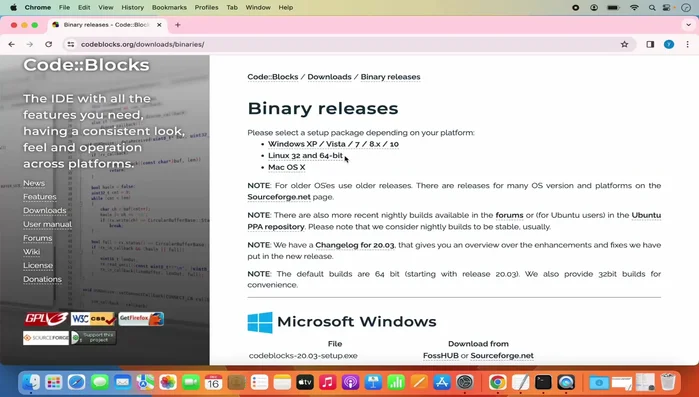 Scaricare il file DMG a 64 bit (non il file zip).