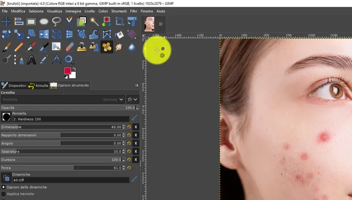 Impostare la dimensione del pennello.