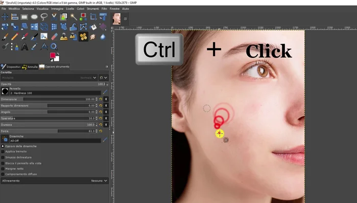Ripetere i passaggi 5 e 6 per altre imperfezioni, cambiando area di campionamento se necessario.