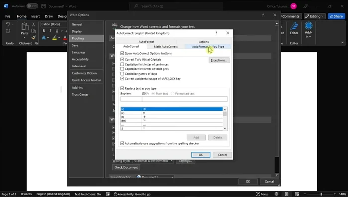 Inserisci la correzione nella casella 'Con'.