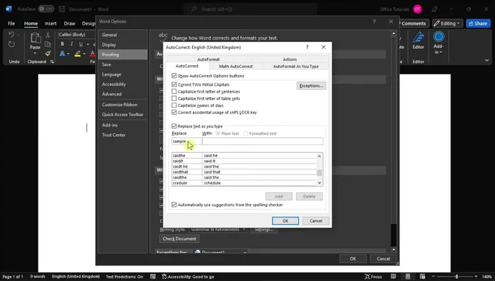 Inserisci la correzione nella casella 'Con'.